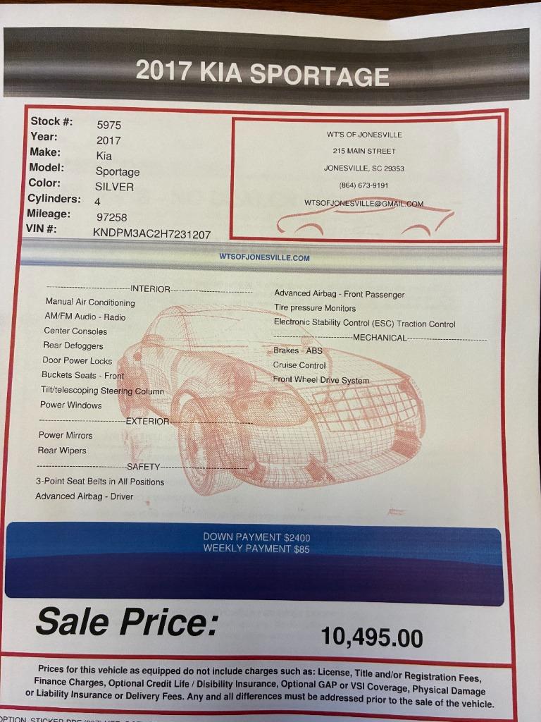 2017 Kia Sportage - $10,495