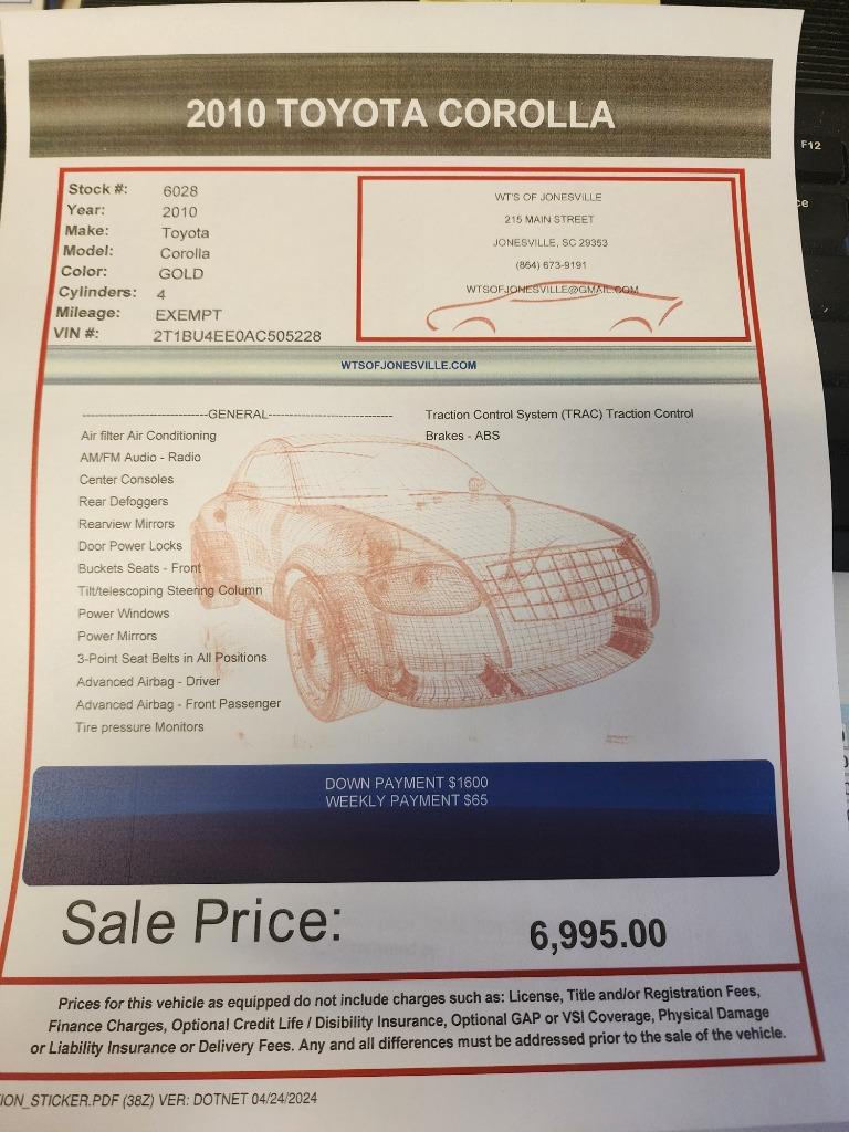 2010 Toyota Corolla - $6,995