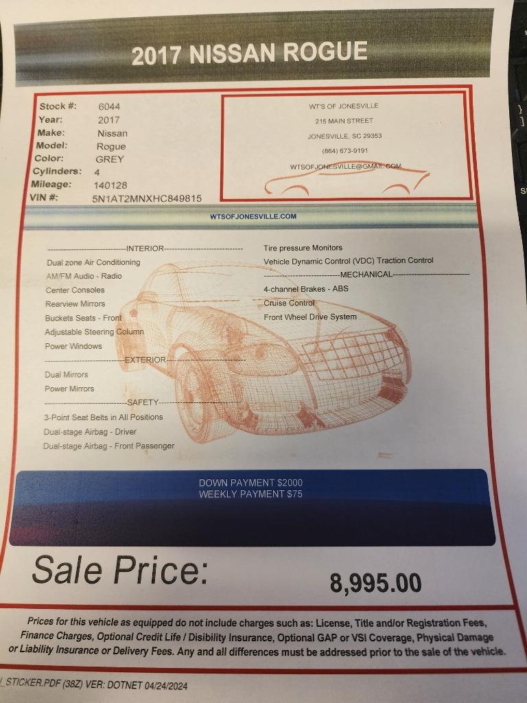 2017 Nissan Rogue - $8,995