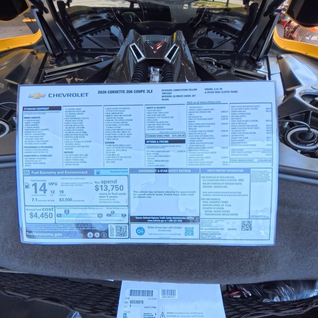 2026 Chevrolet Corvette - $192,460