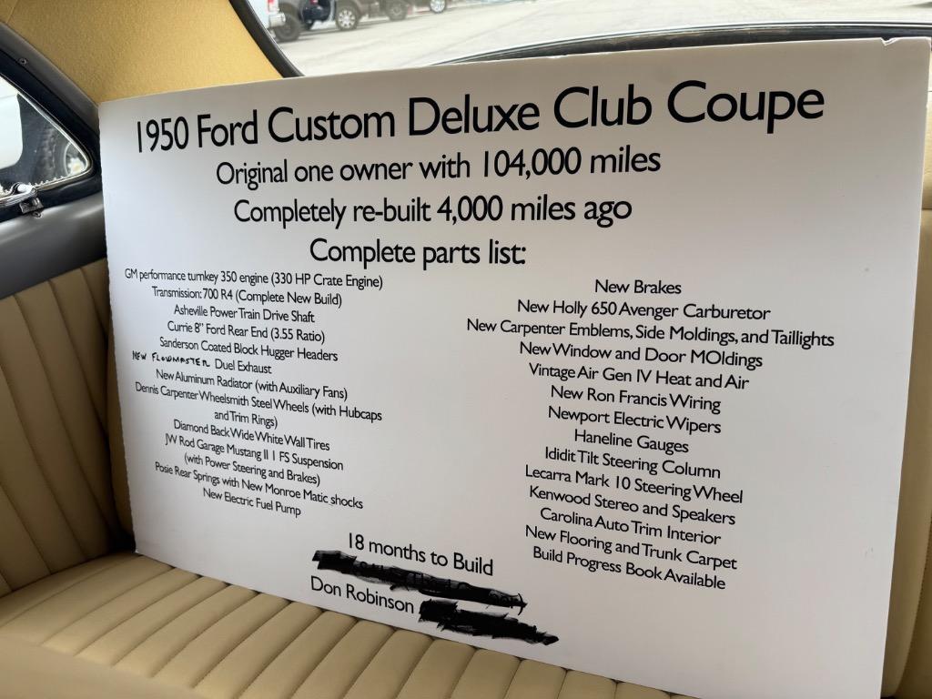 1950 Ford 2 DR Club Coupe 350/700r4, ps,pb,air conditioning, perfect patina, drive anywhere, receipts, build pics - $29,500