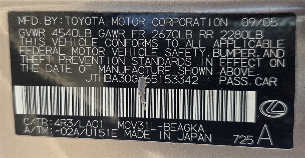 2006 Lexus ES - $13,436