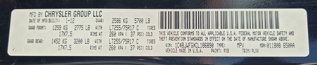 2012 Jeep Wrangler - $17,758