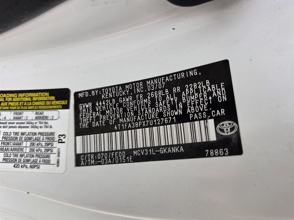 2007 Toyota Camry - $6,500