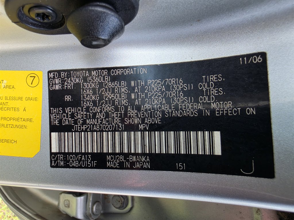 2007 Toyota Highlander - $8,995