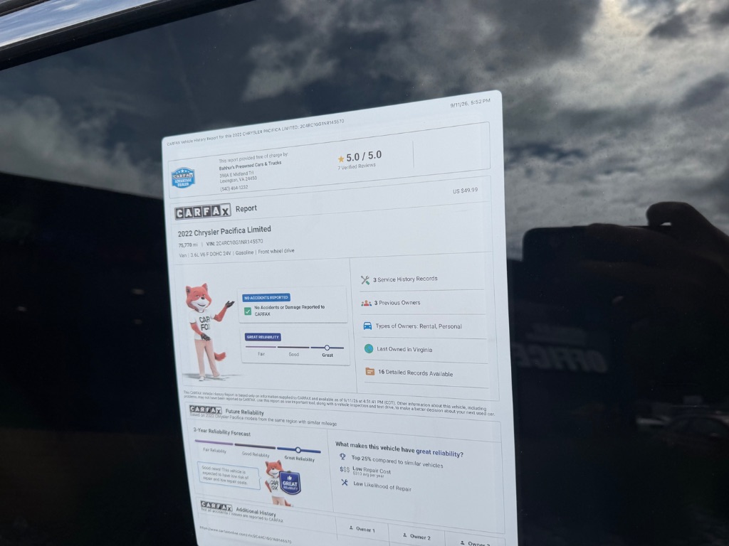 2022 Chrysler Pacifica - $25,950
