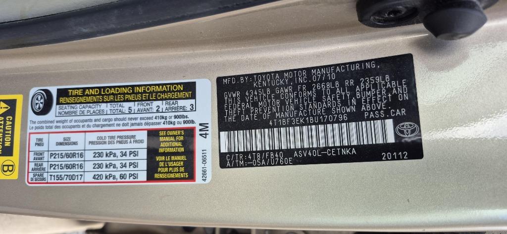2011 Toyota Camry - $8,500