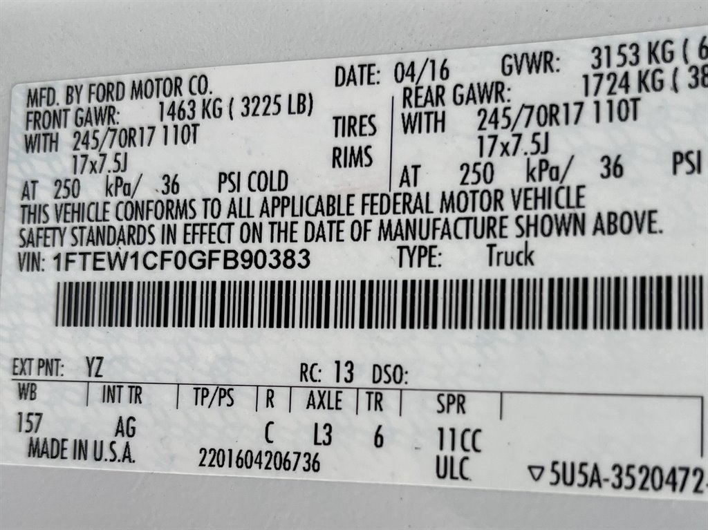 2016 Ford F150 XL photo