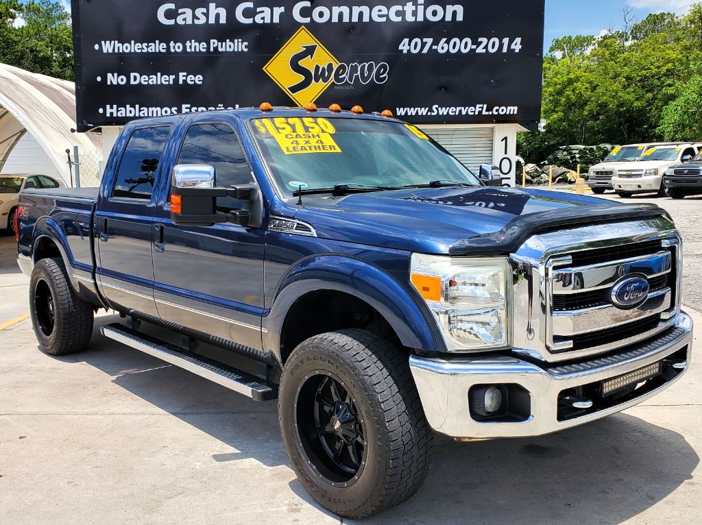 Blue 2015 Ford F-250 Super Duty Pickup Truck Four-Wheel Drive Automatic