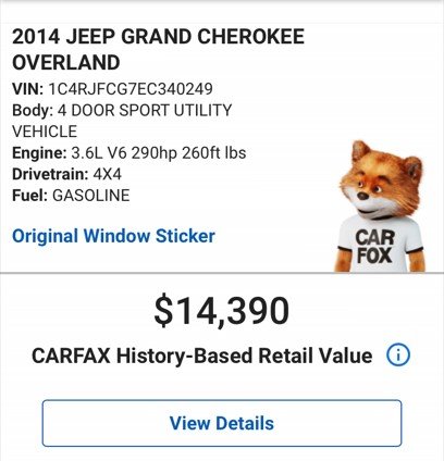 2014 Jeep Cherokee - $18,000