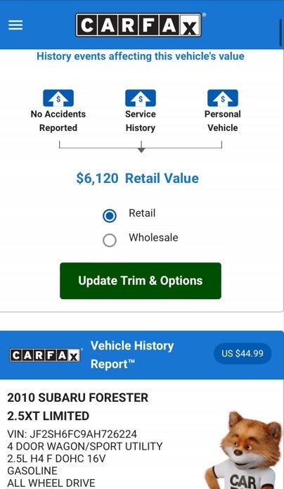 2010 Subaru Forester - $6,495