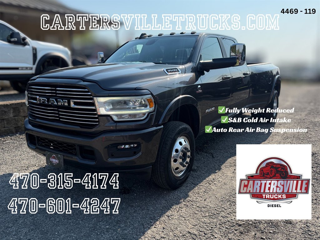 Gray 2019 RAM 3500 Laramie Crew Cab LB DRW 4WD Pickup Truck Four-Wheel Drive Automatic