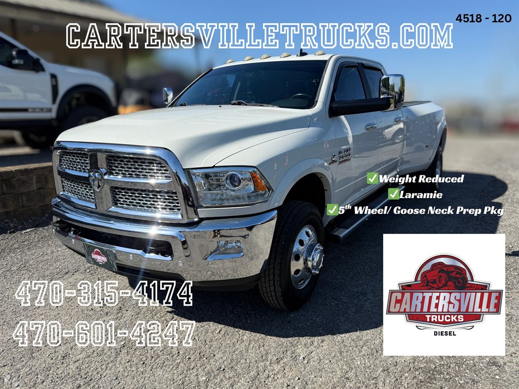 White 2017 RAM 3500 Laramie Crew Cab LB DRW 4WD Pickup Truck Four-Wheel Drive Automatic