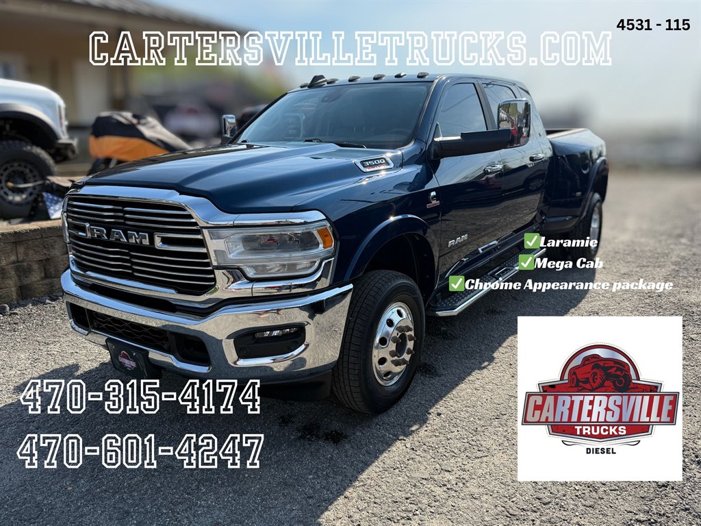 Blue 2022 RAM 3500 Laramie Mega Cab DRW 4WD Pickup Truck Four-Wheel Drive Automatic
