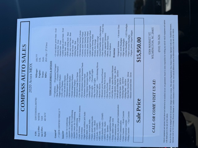 2020 Acura MDX - $15,950