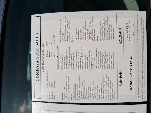 2016 Toyota Camry - $21,950