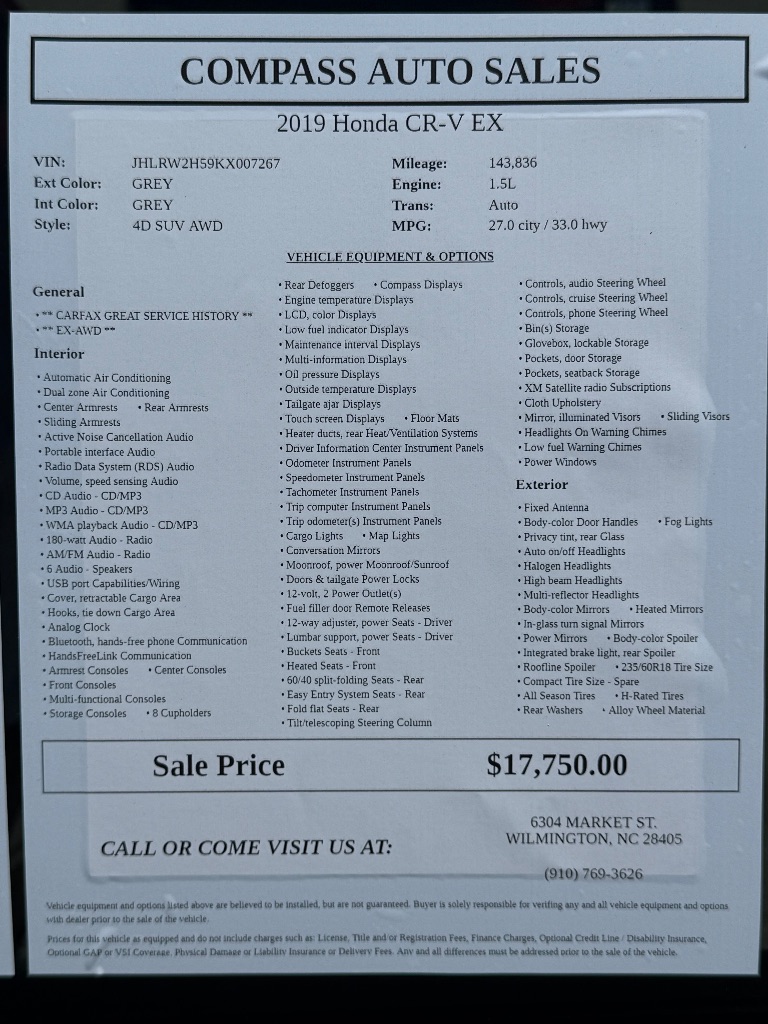 2019 Honda CR-V - $17,750