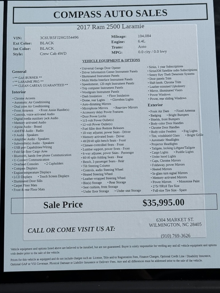 2017 Ram 2500 - $35,995