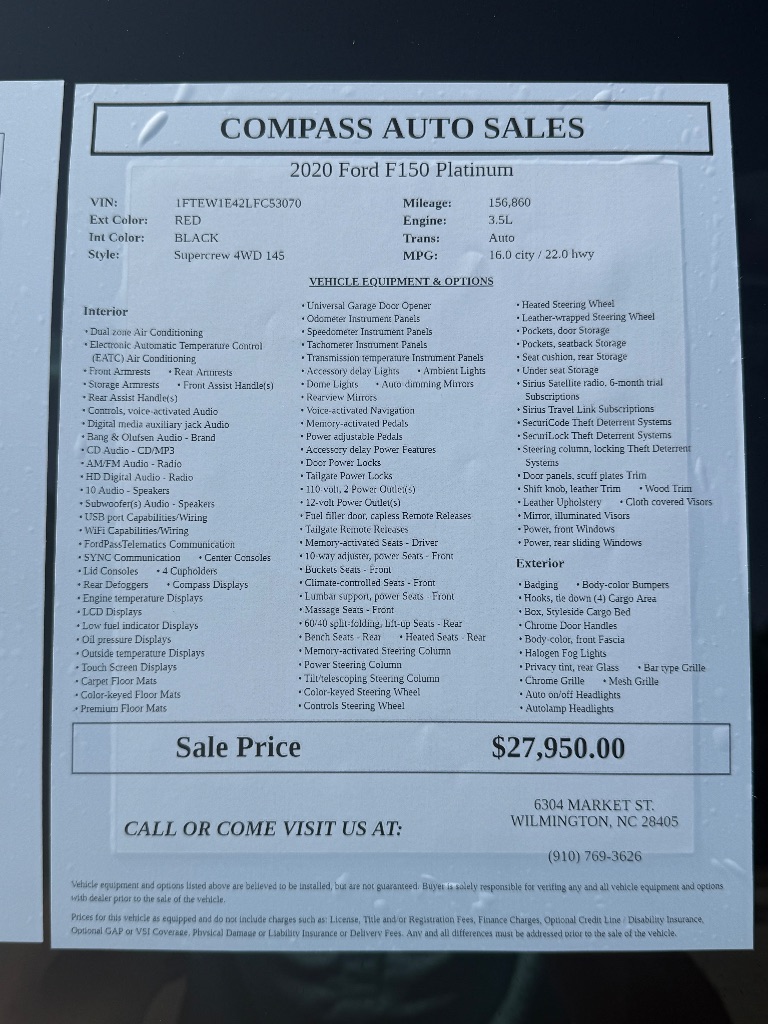2020 Ford F-150 - $27,950