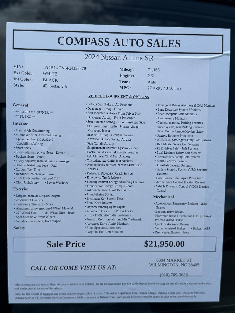 2024 Nissan Altima - $22,450