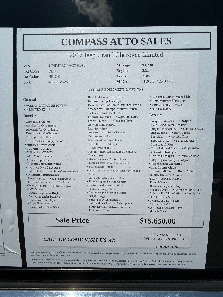 2017 Jeep Cherokee - $16,250