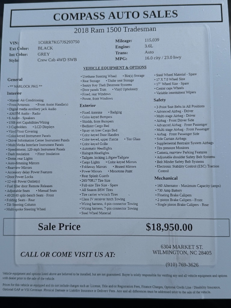 2018 Ram 1500 - $18,950