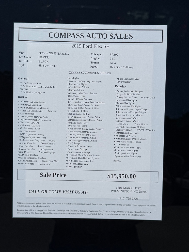 2019 Ford Flex - $16,450