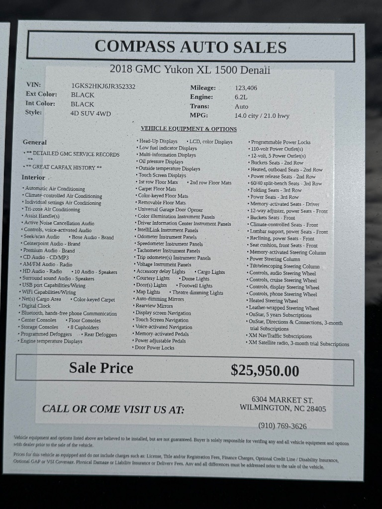 2018 GMC Yukon - $26,950