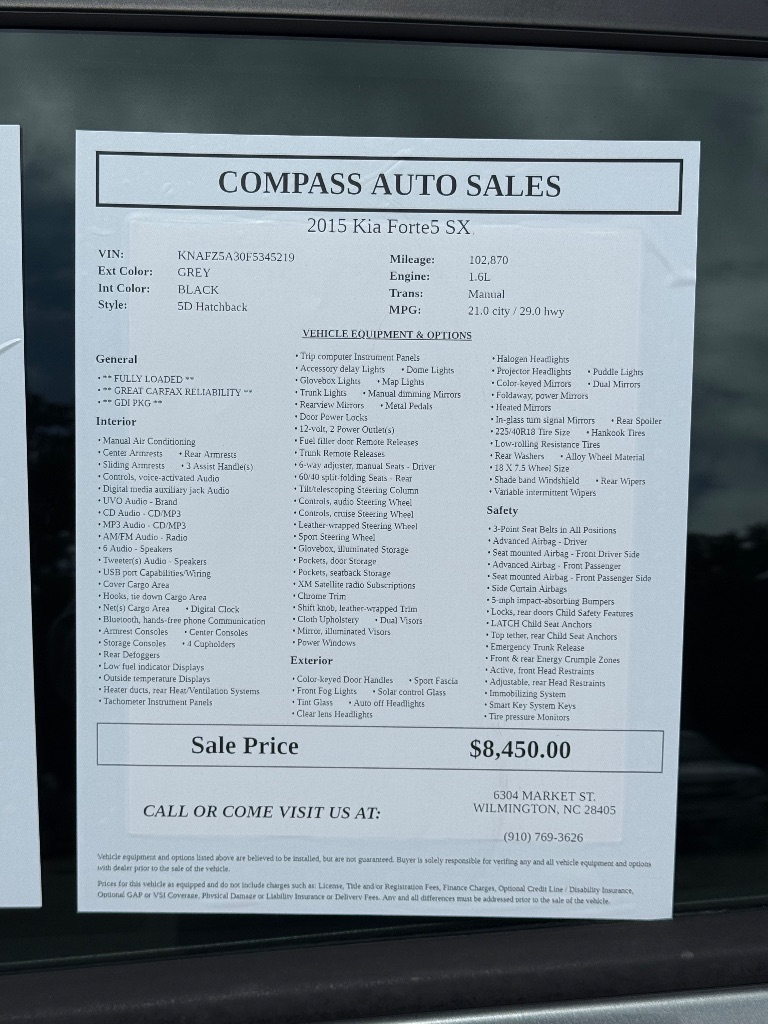 2015 Kia Forte - $9,450