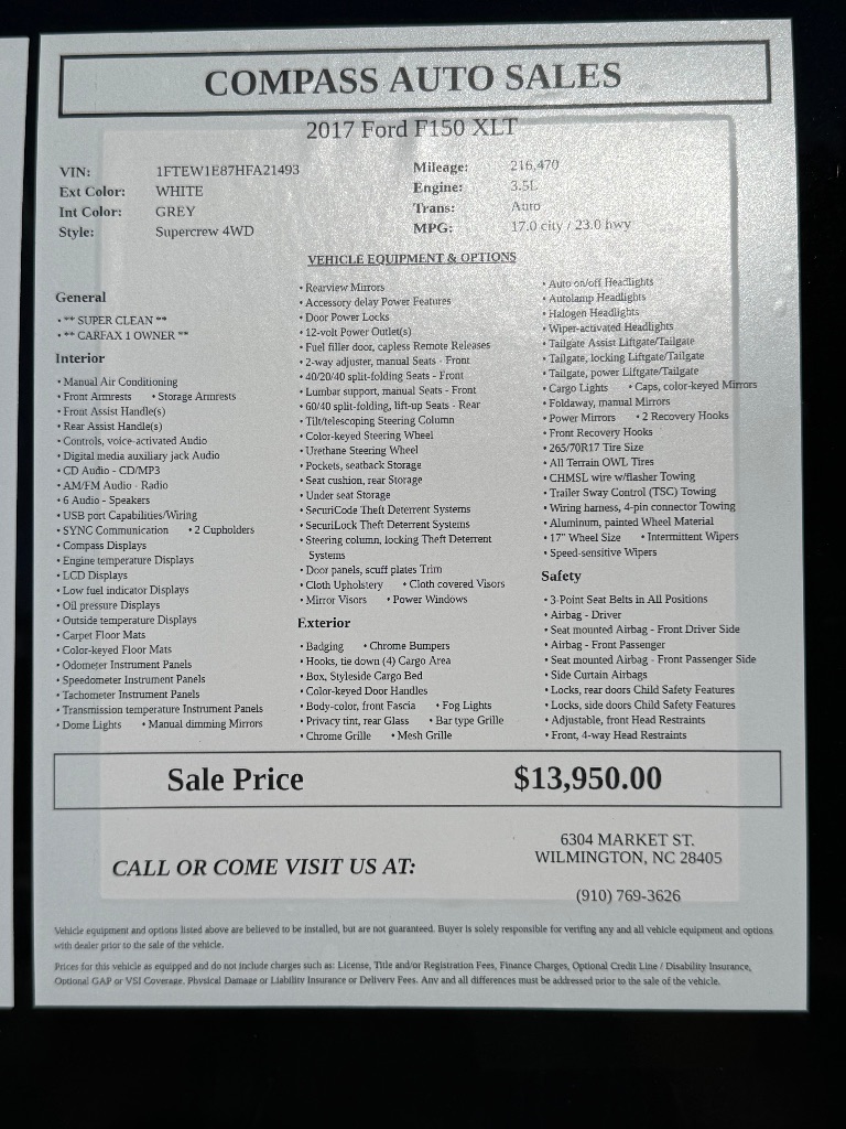 2017 Ford F-150 - $14,450