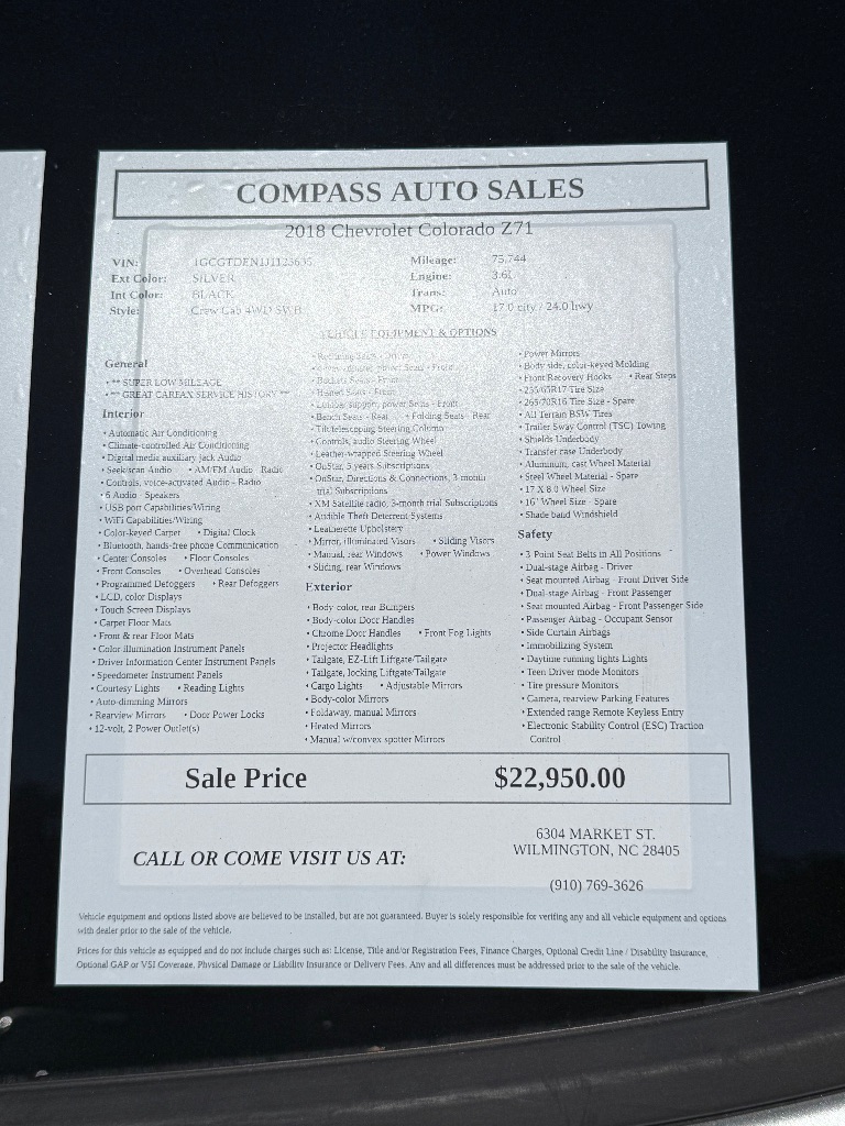 2018 Chevrolet Colorado - $22,950