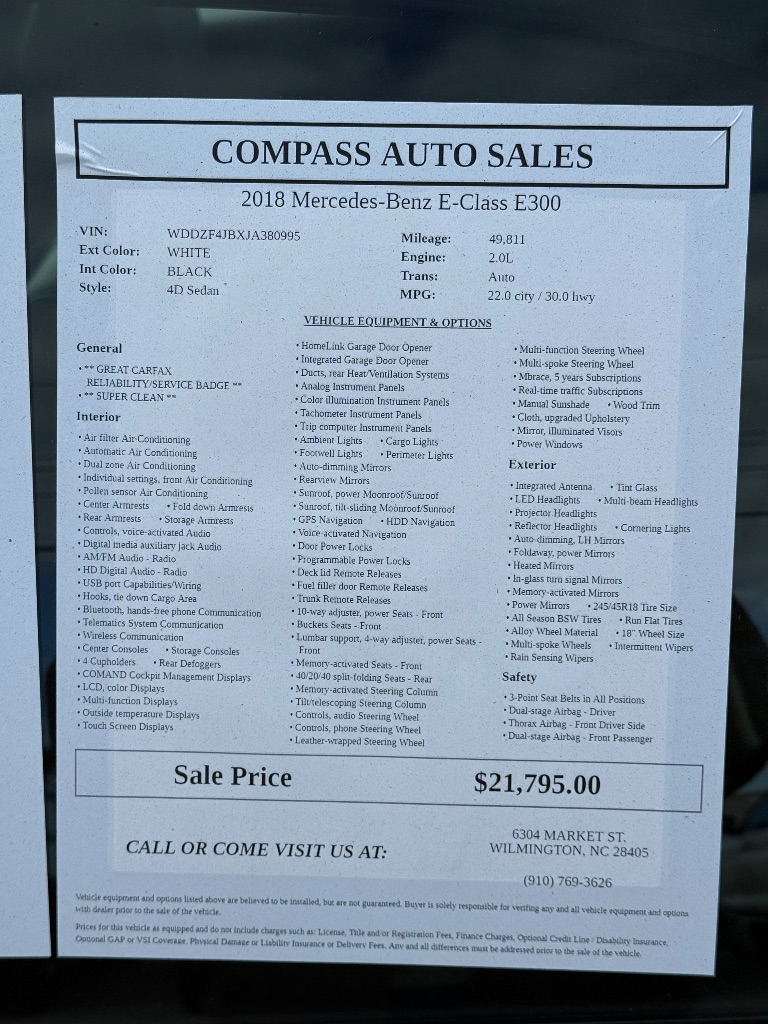 2018 Mercedes-Benz E-Class - $21,795