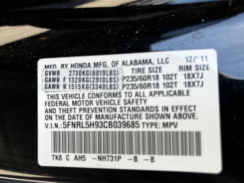 2012 Honda Odyssey - $7,995