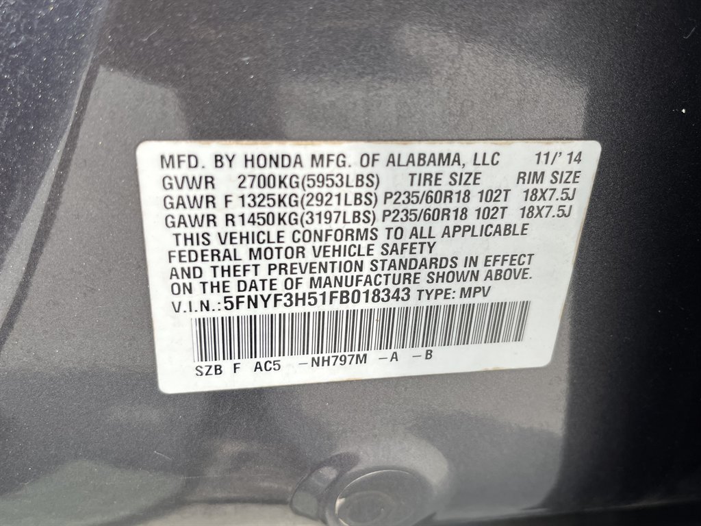 2015 Honda Pilot - $5,995
