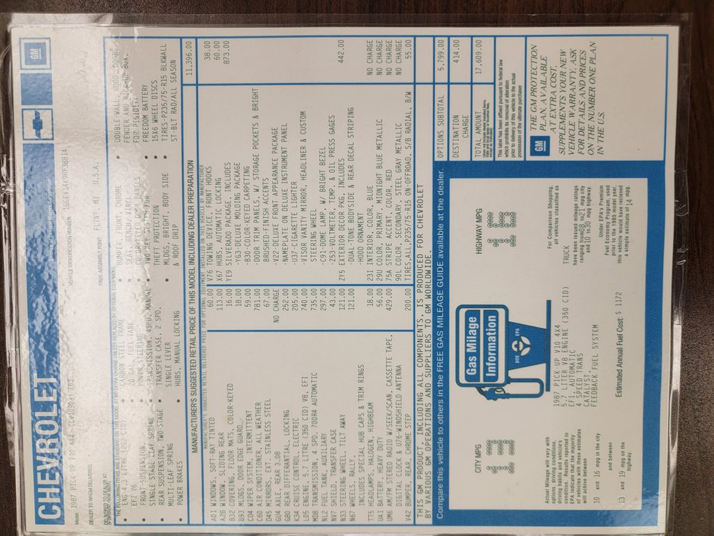 1987 CHEVROLET V Conventional Pickup - $35,900