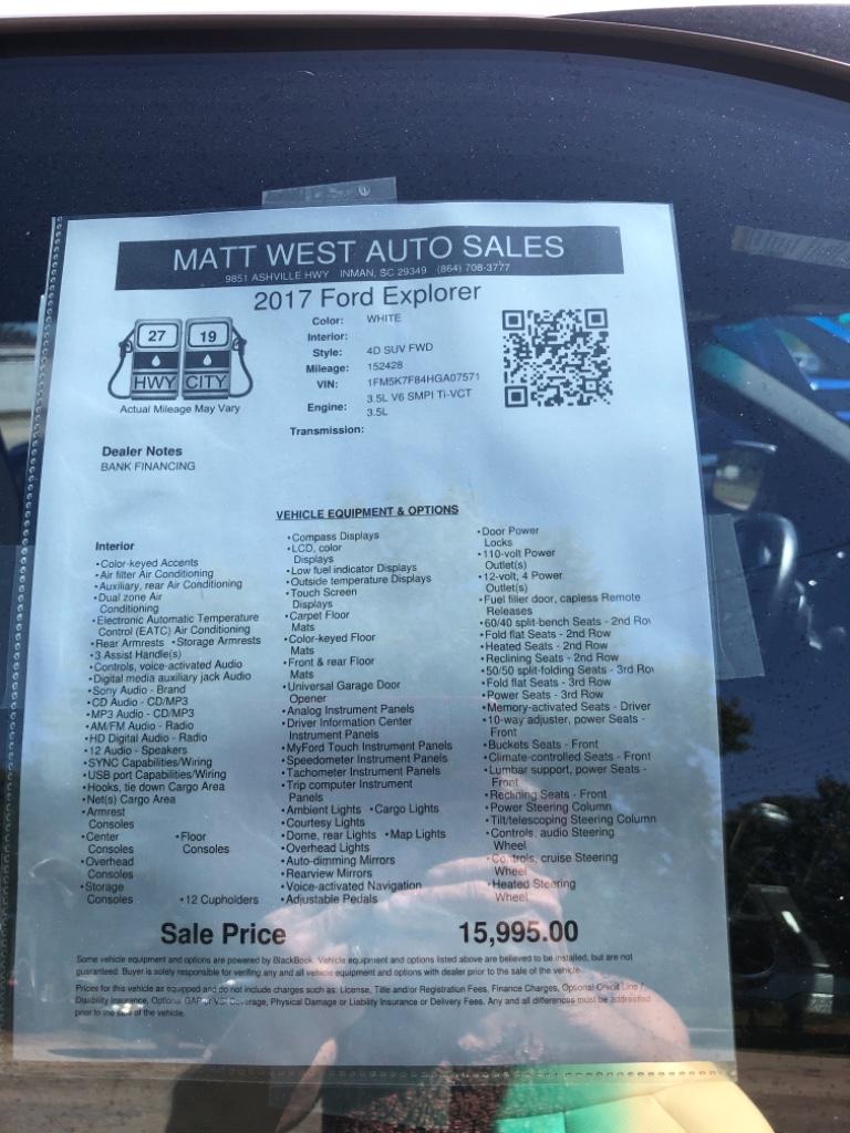 2017 Ford Explorer - $15,995