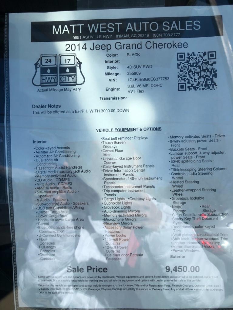 2014 Jeep Cherokee - $9,450
