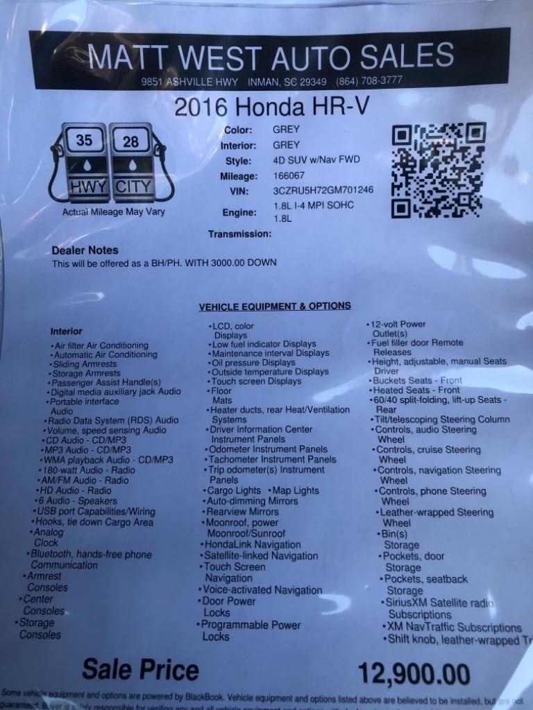 2016 Honda HR-V - $12,900