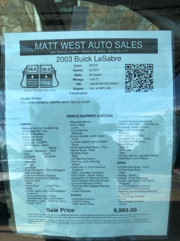 2003 Buick LeSabre - $6,995