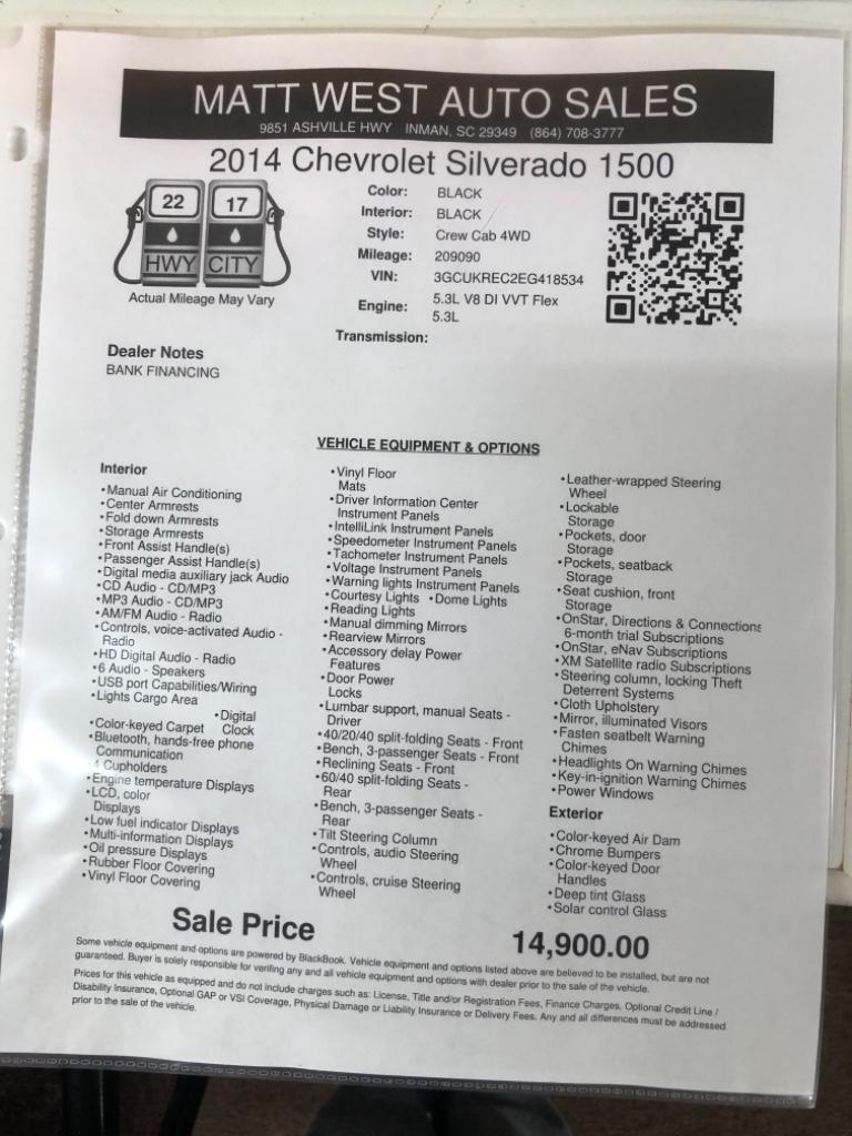 2014 Chevrolet Silverado - $14,900