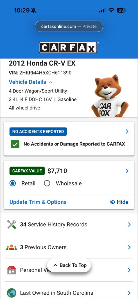 2012 Honda CR-V - $6,675