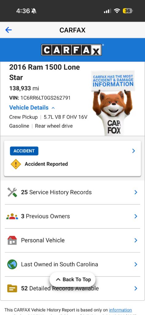 2016 Ram 1500 - $9,225