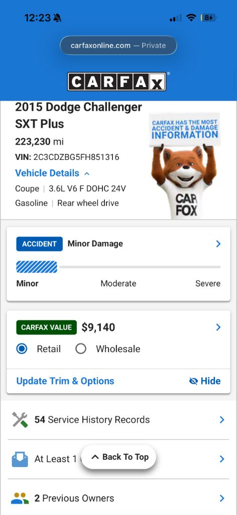 2015 Dodge Challenger - $7,488