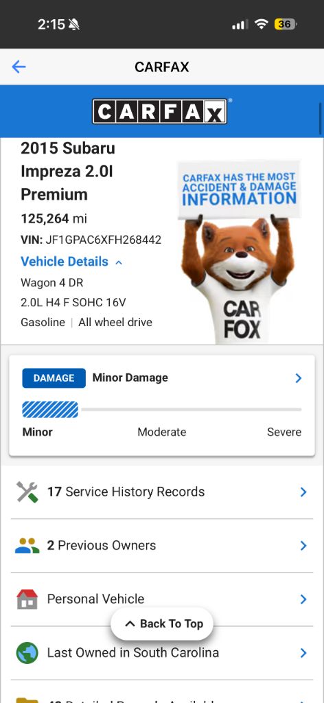 2015 Subaru Impreza - $7,750