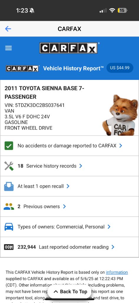 2011 Toyota Sienna Base 7-Passenger photo