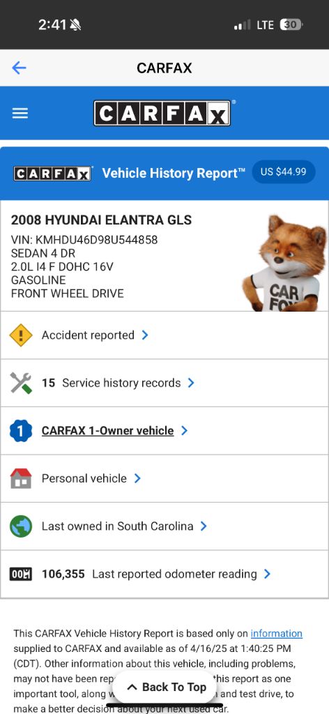 2008 Hyundai Elantra GLS photo