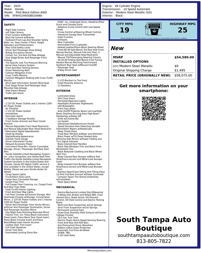 2025 Honda Pilot - $46,917