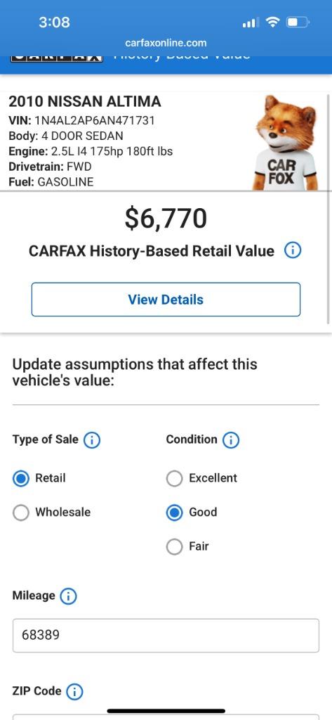 2010 Nissan Altima - $3,250