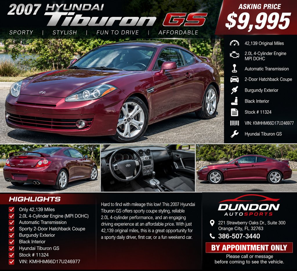 2007 Hyundai Tiburon - $9,995