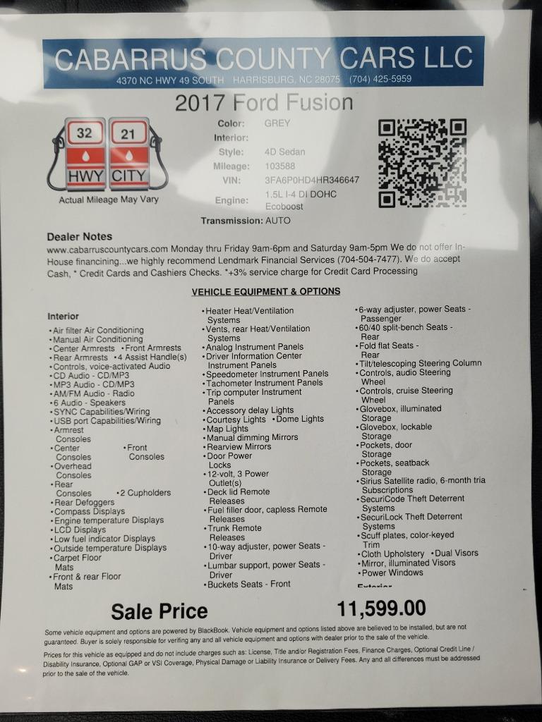 2017 Ford Fusion SE photo